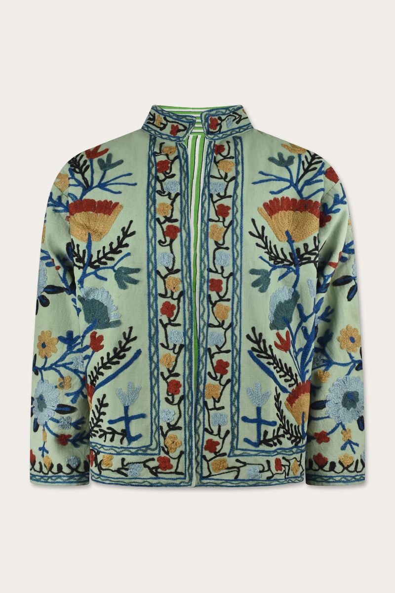 Bestickte Jacke – Grün
