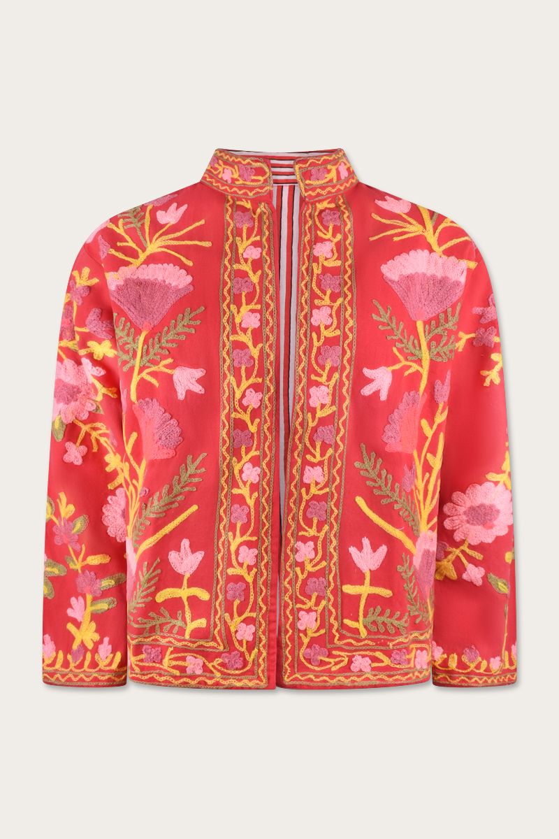  Bestickte Jacke – Rot