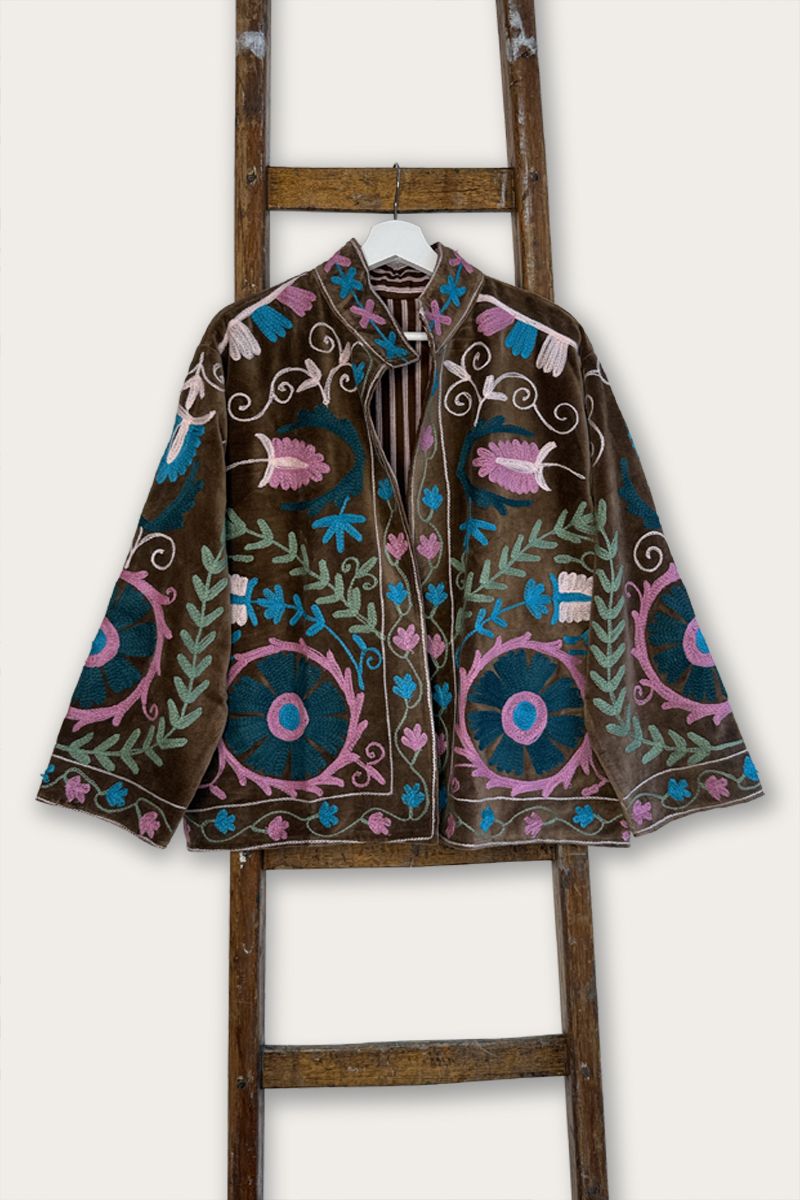 Bestickte Jacke – Braun