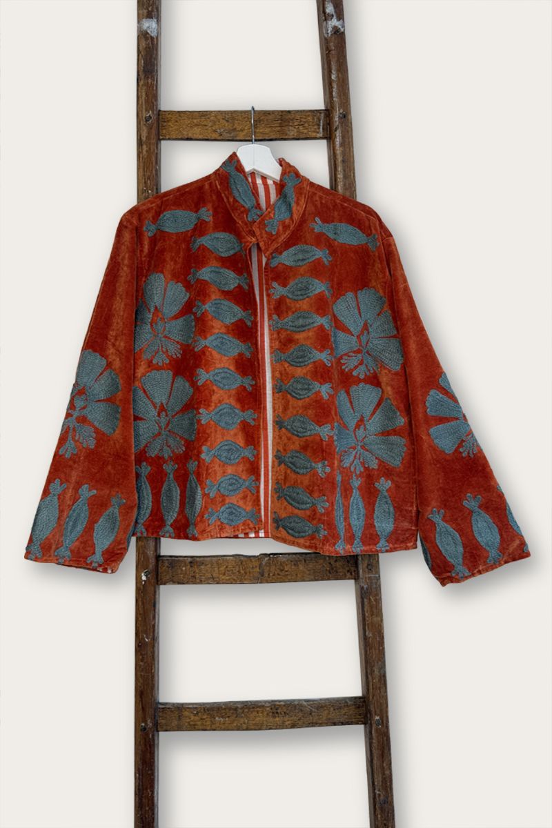 Bestickte Jacke – Koralle