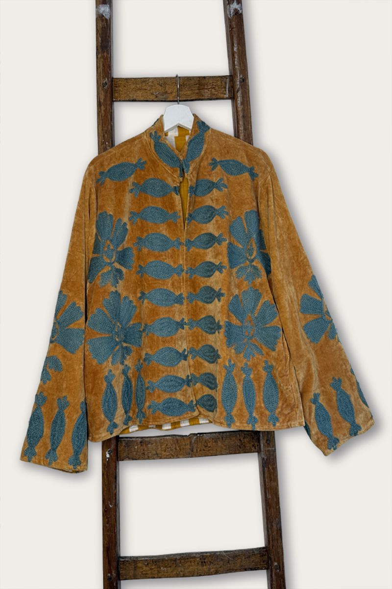 Bestickte Jacke – Senf