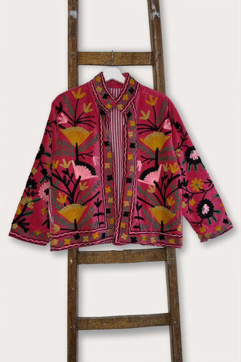 Bestickte Jacke – Rosa