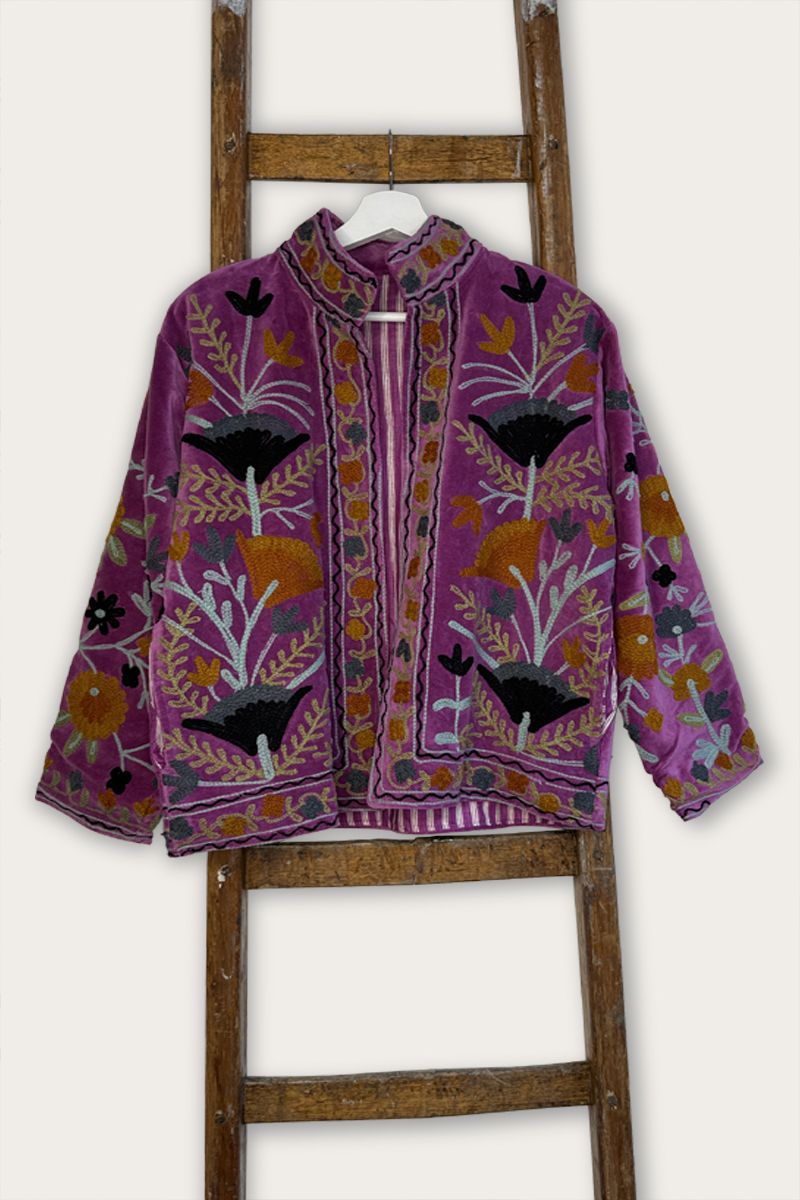 Bestickte Jacke – Lila