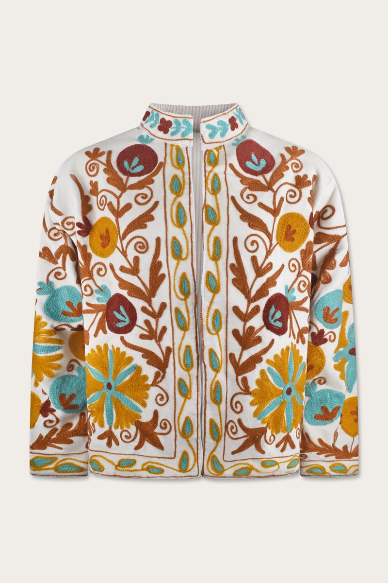 Bestickte Jacke – Weiß