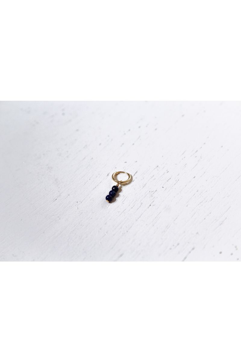 lapis hoop earring- gold ---
