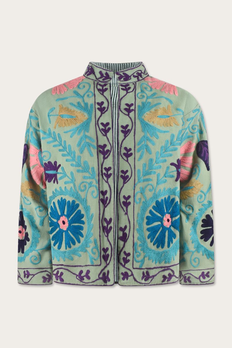 Bestickte Jacke – Grün