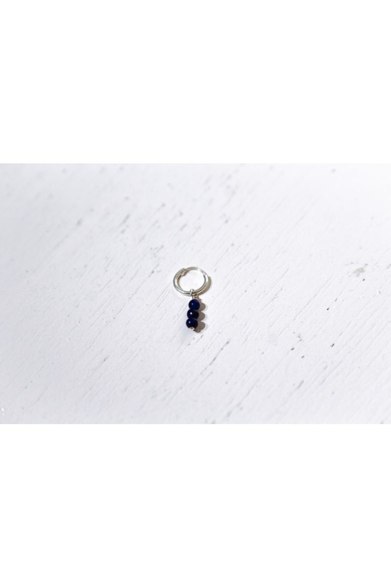 lapis hoop earring- silver ---