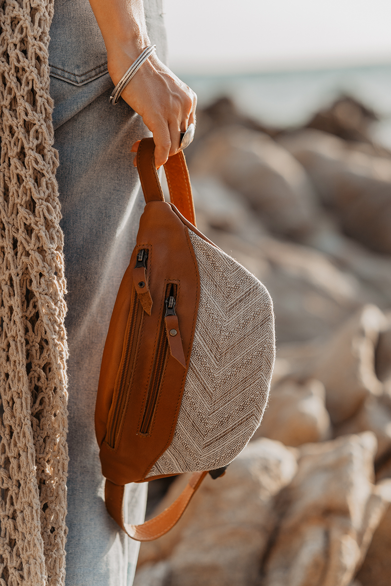 BELT BAG ~ Taupe Bali Ikat