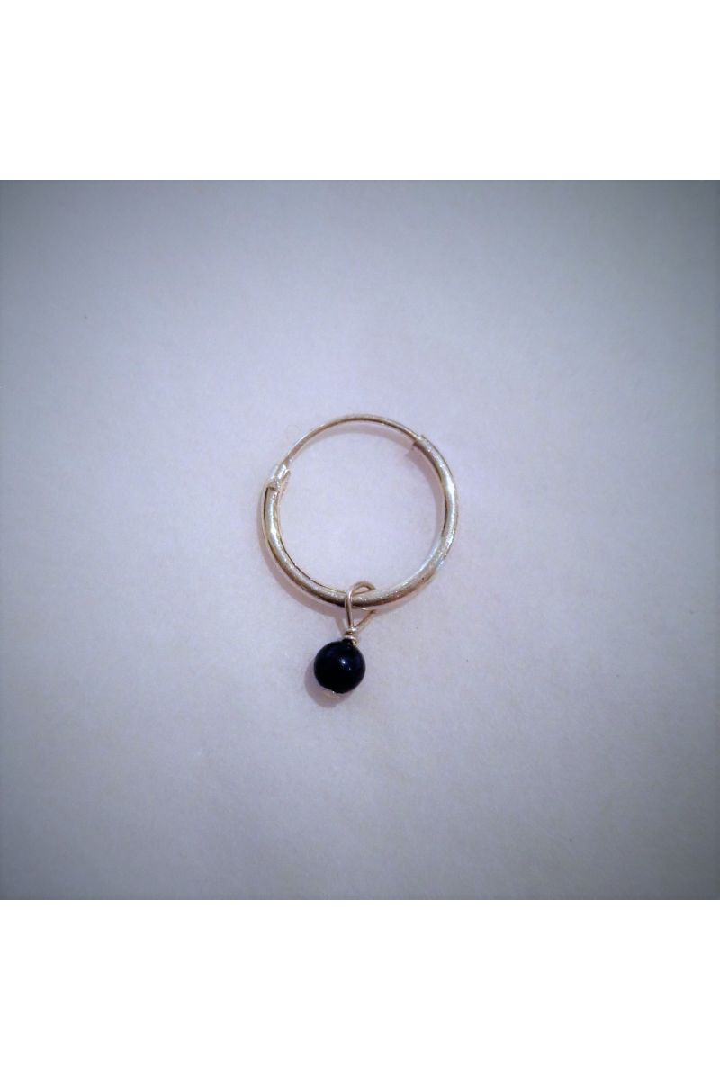 lapis hoop earring- silver -