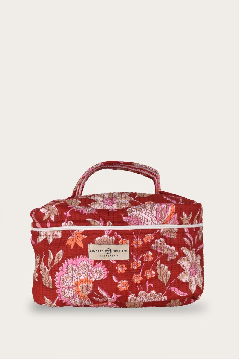 Toiletry Bag – Red Blockprint Floral