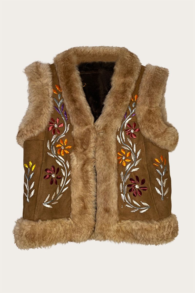 Afghaans handgeborduurd lammy bodywarmer