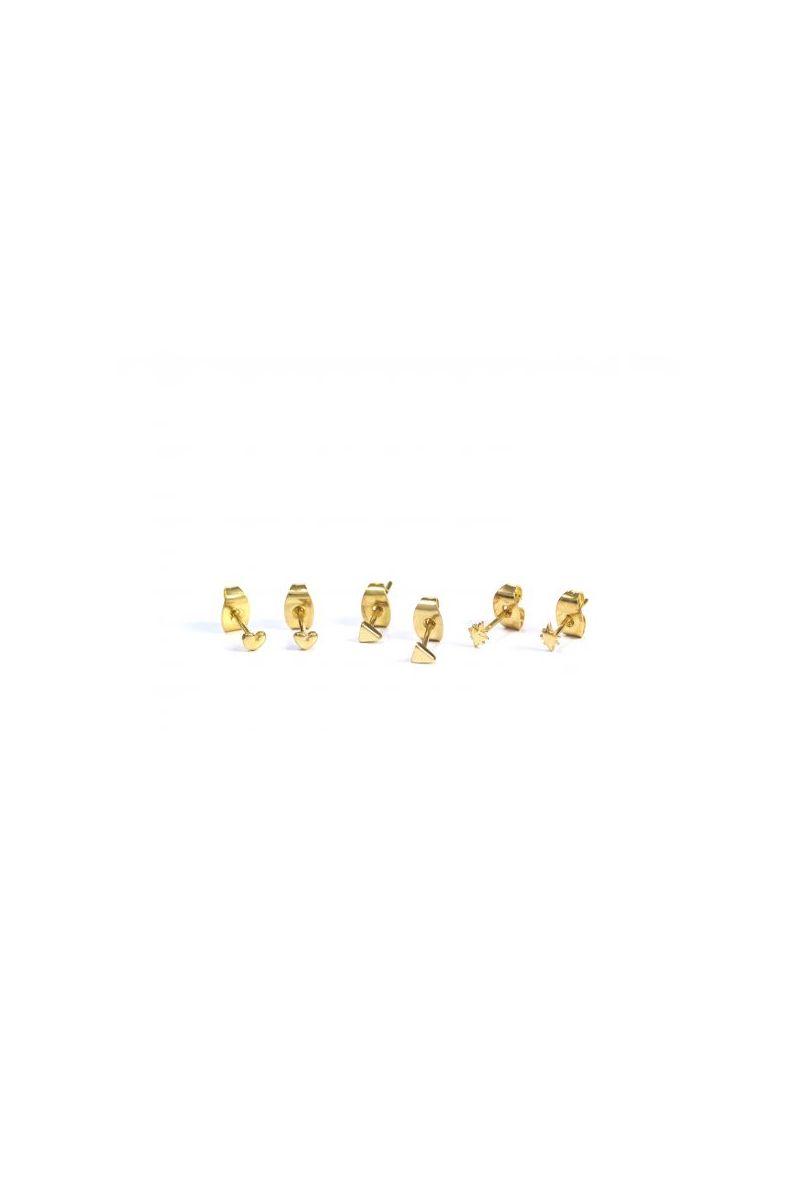 tribe earstuds - gold - heart