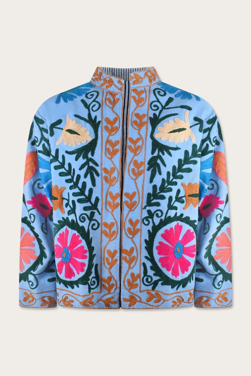 Geborduurde jas – Blauw