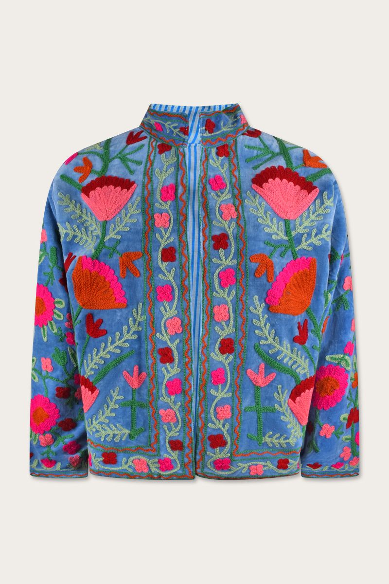 Geborduurde jas – Blauw