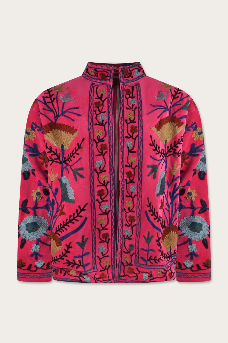 Geborduurde jas – Roze