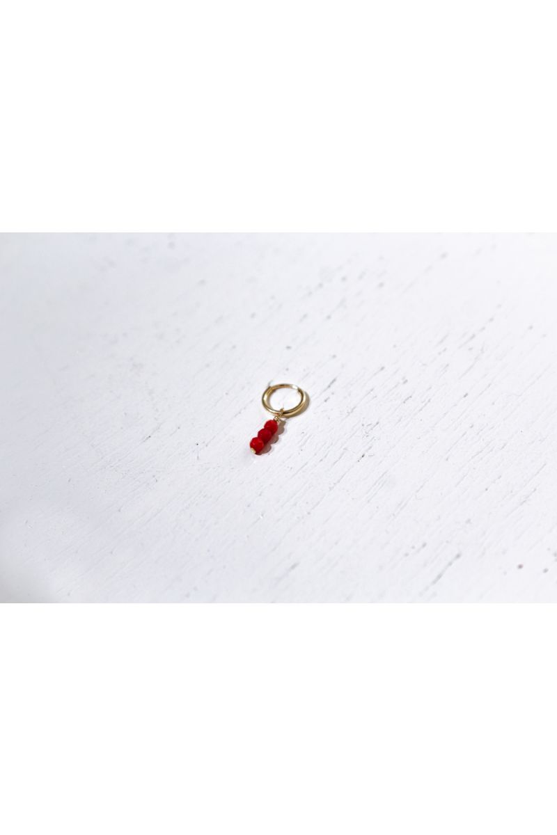 coral hoop earring- gold ---