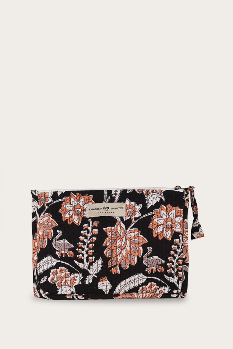 Pouch – Black Blockprint Floral