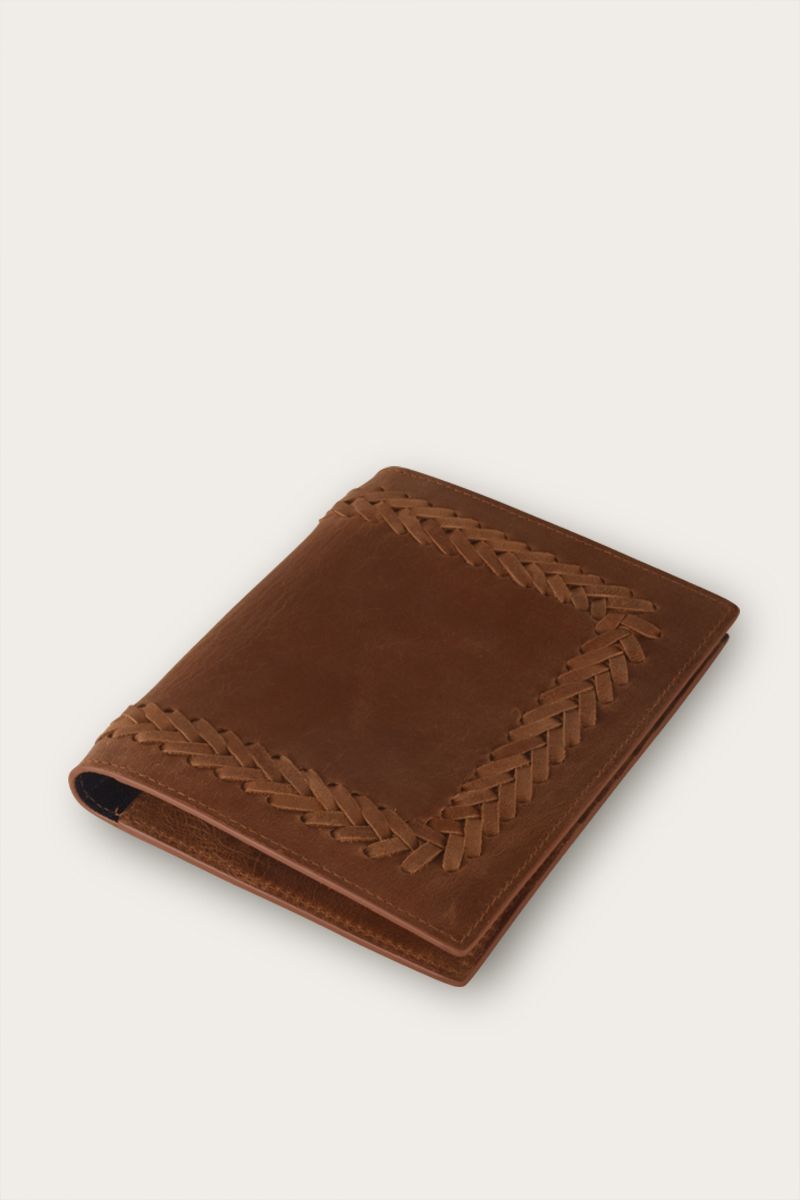 Passport cover Woven Camel Brown