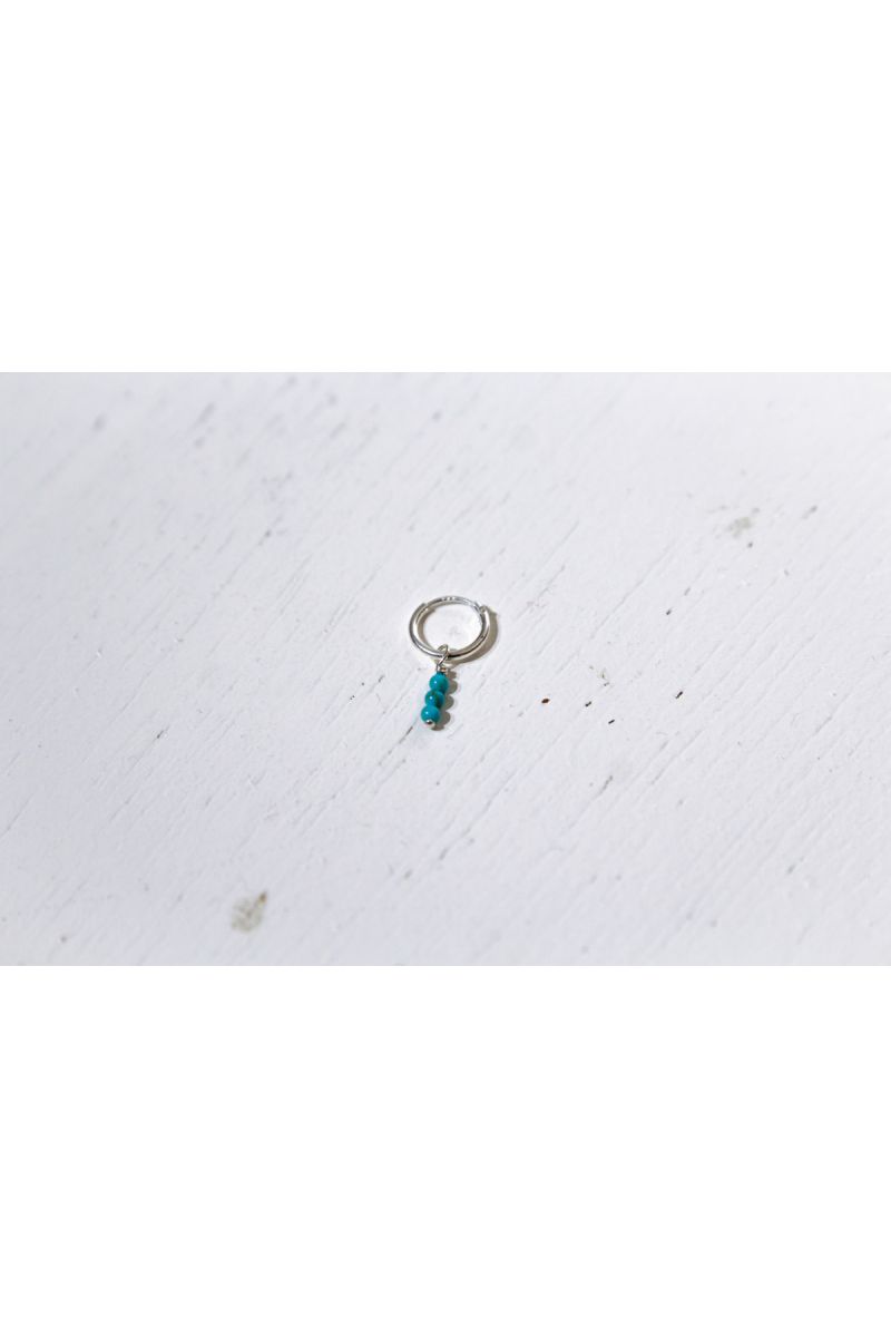turquoise hoop earring - silver ---