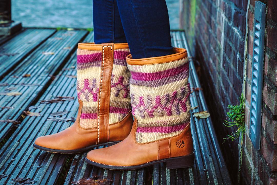 leather kilim boots