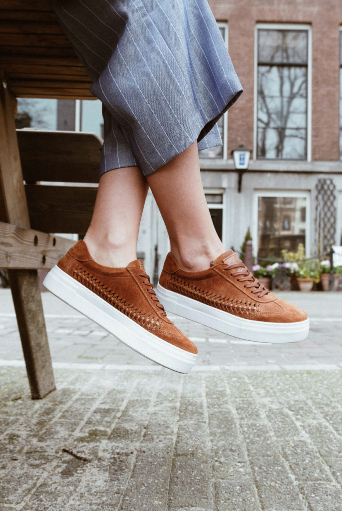 charming brown suede sneakers, handmade