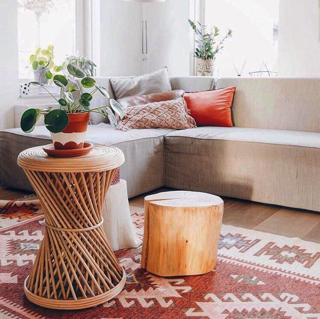 boho interieur met kelim vloerkleed