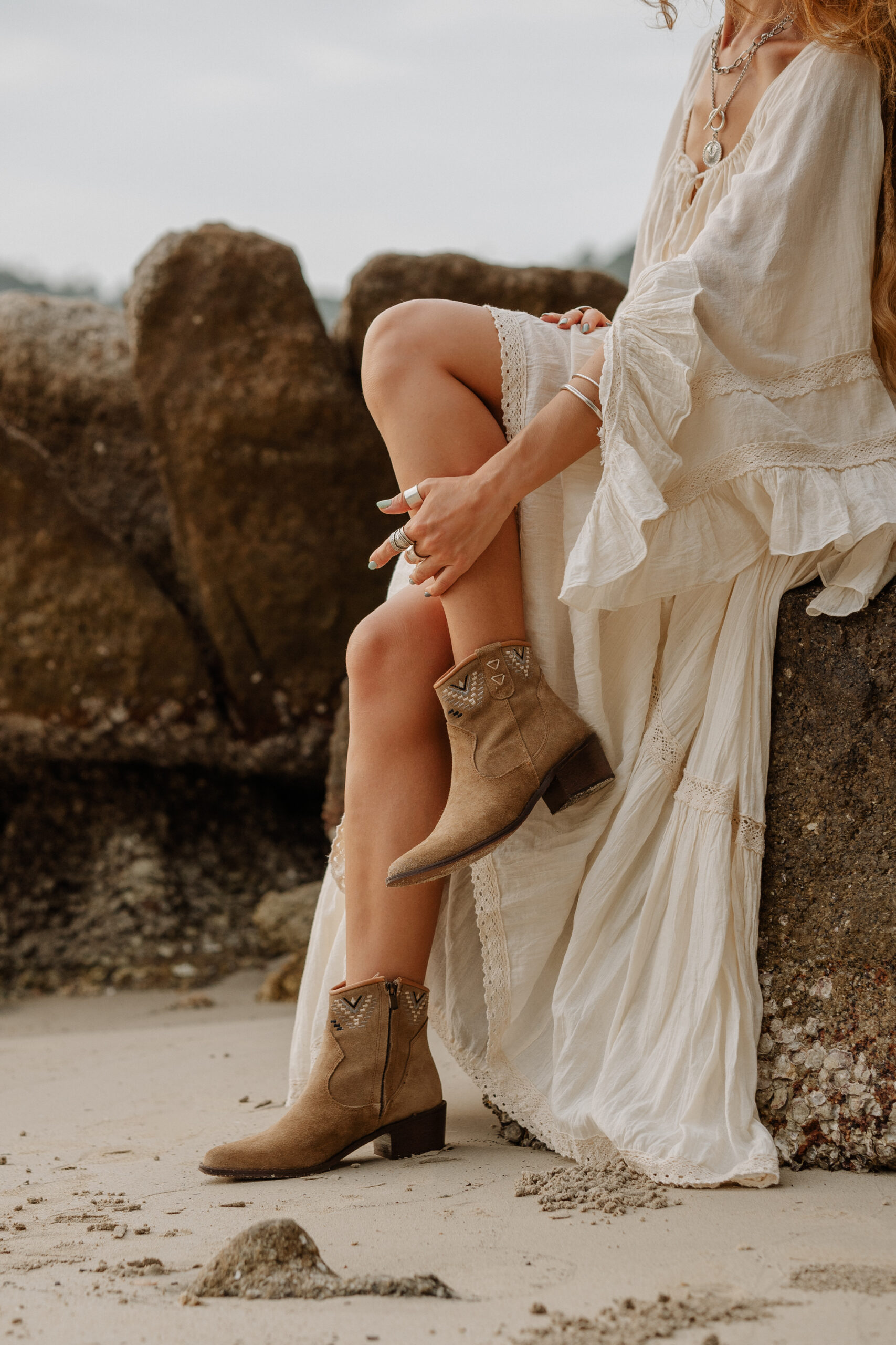 embroidered western ankle boots